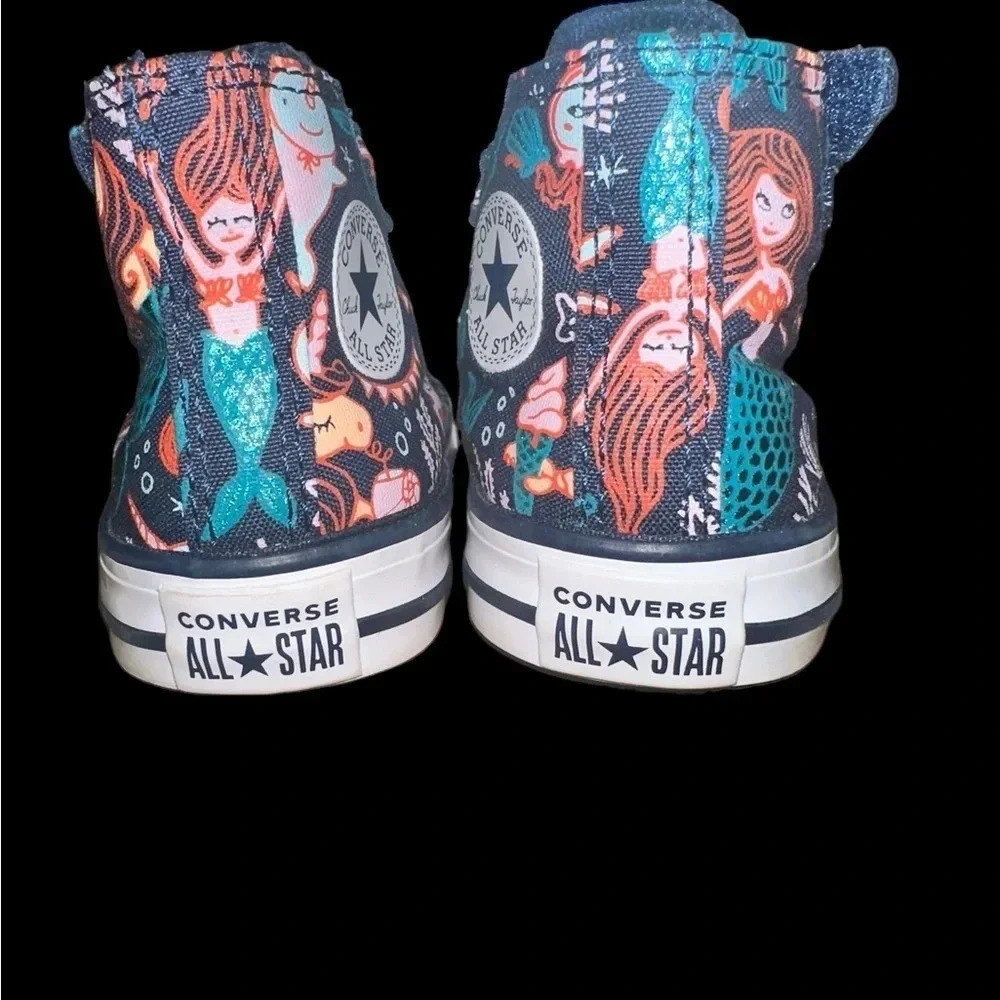 Girls Converse All Star Chuck Taylor High Top Mermaid Shoes size 4 todd… - Picture 6 of 8
